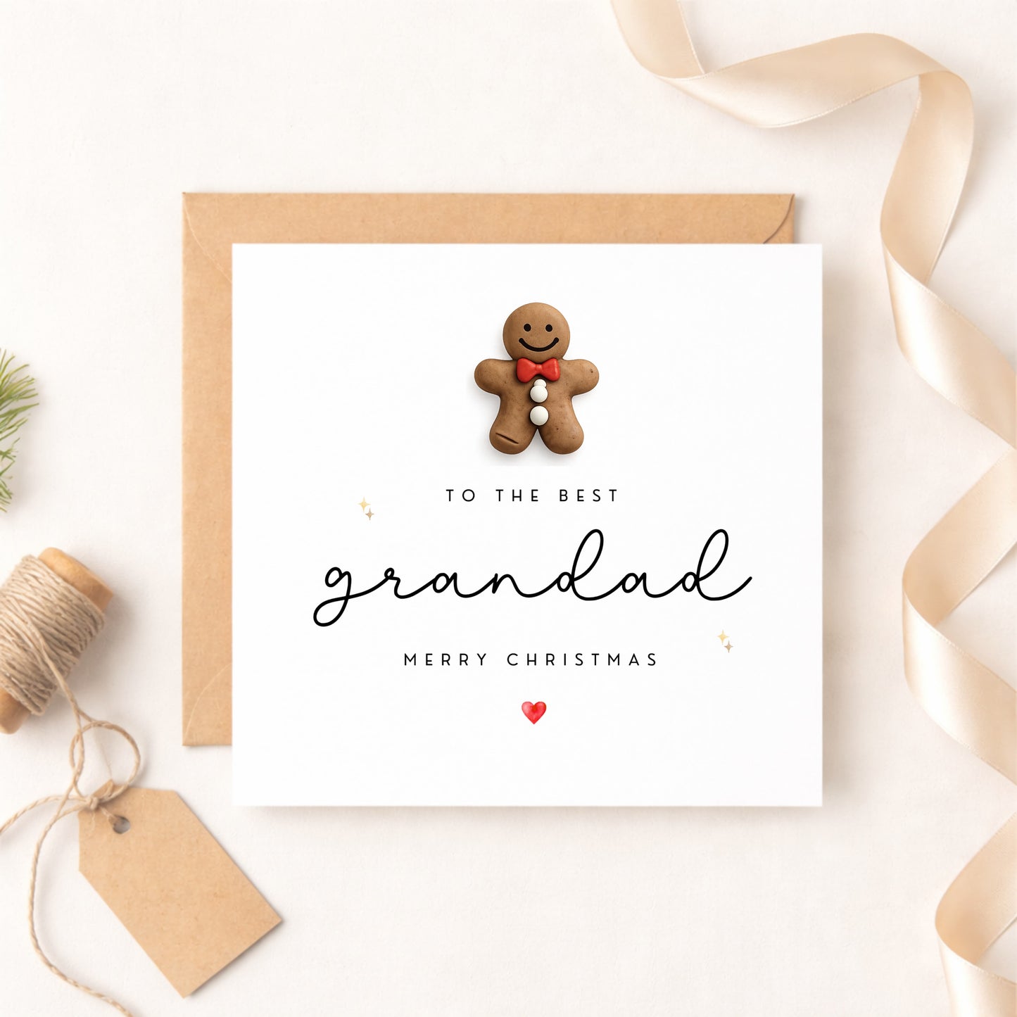 Handmade Grandad Christmas Card with Gingerbread Man
