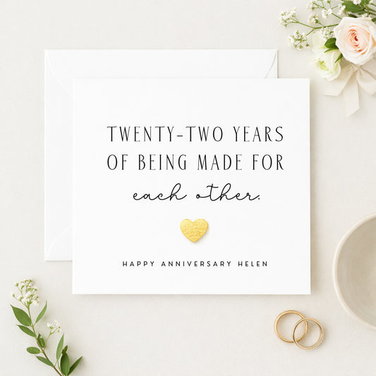 22nd Wedding Anniversary Card — Twenty-Two Years of Being Made for Each Other