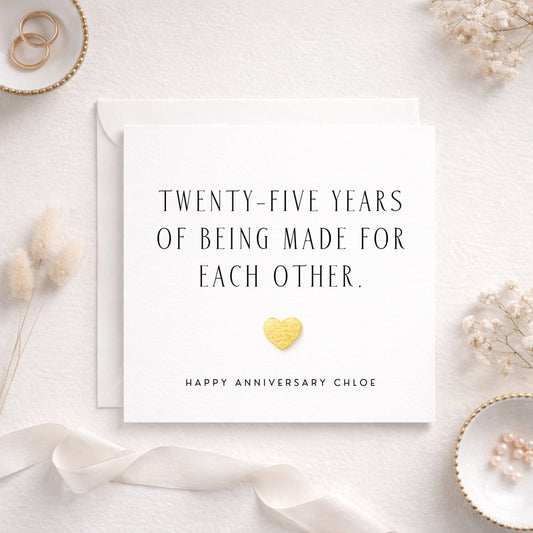 25 Years Together – Personalised Silver Anniversary Card