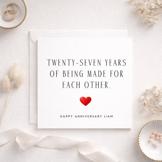 27 Years Together – Personalised Anniversary Card