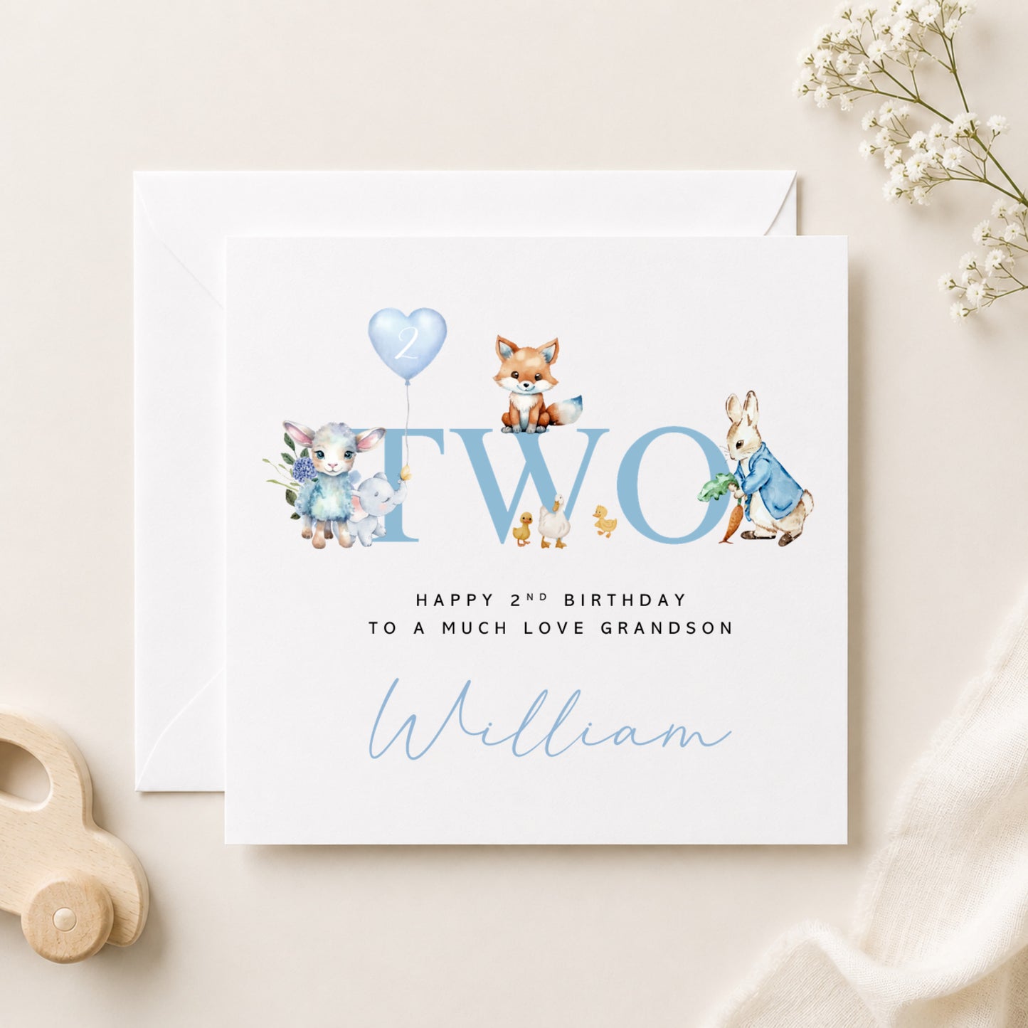 Personalised 2nd Birthday Card | TWO | Woodland Animals