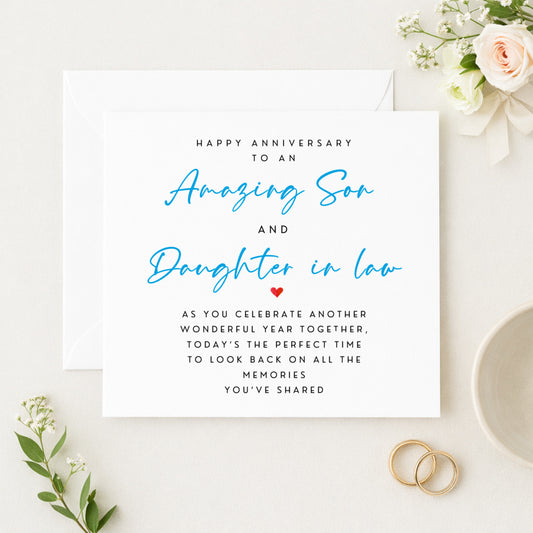 Happy Anniversary Son & Daughter in Law Card