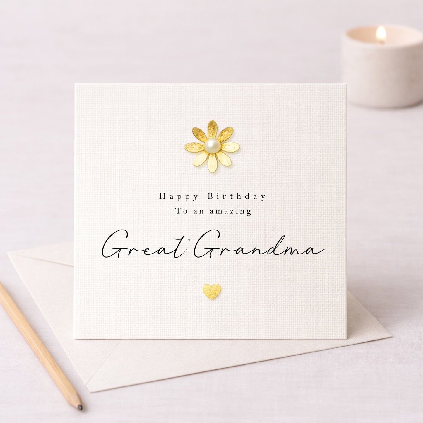 Happy Birthday Great Grandma Card | Metallic Daisy & Pearl | WW1897