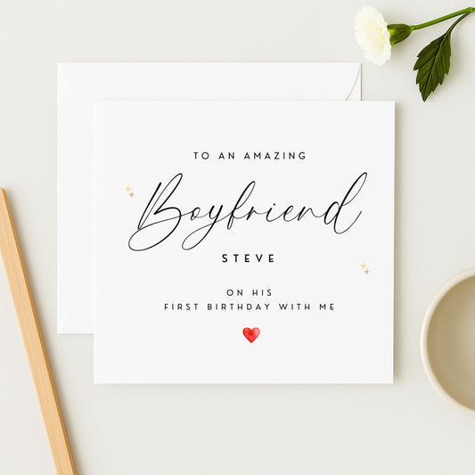 Personalised Boyfriend First Birthday Card | First Birthday With Me