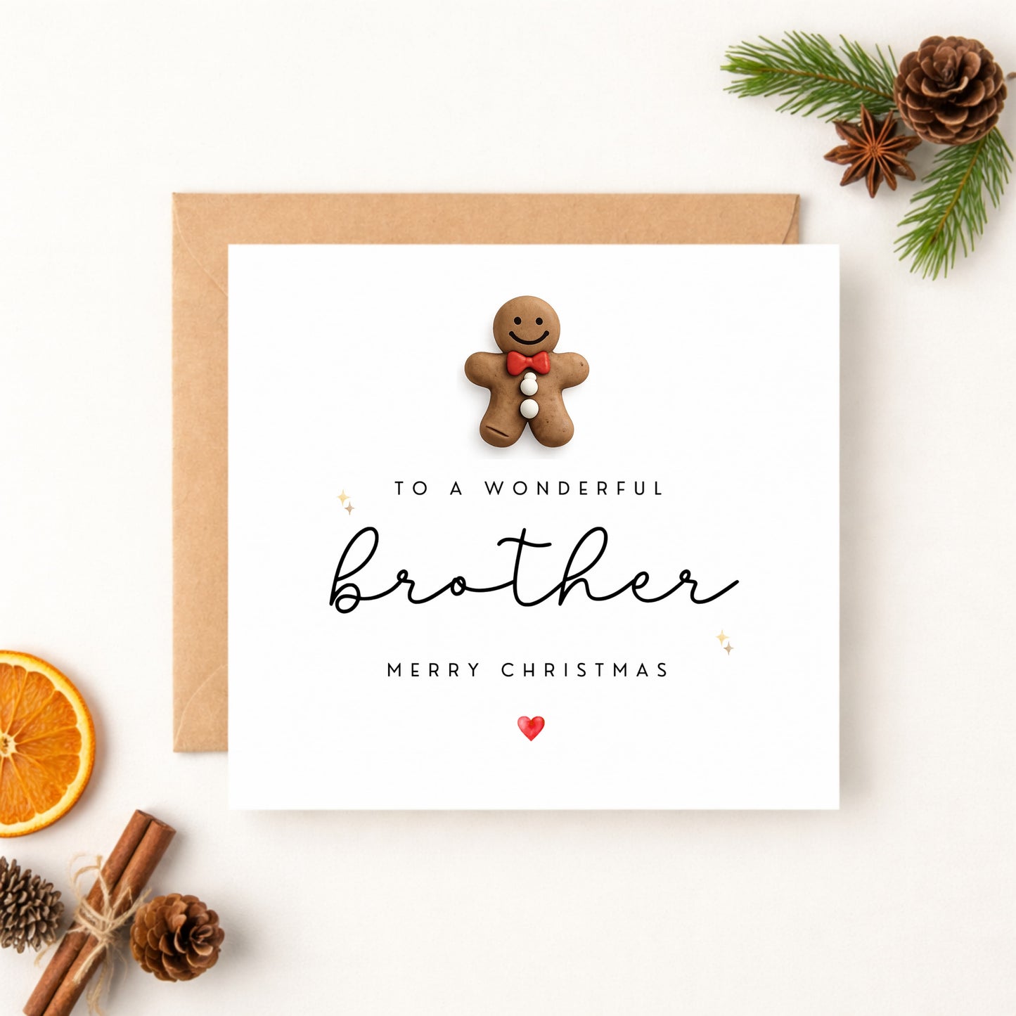 Handmade Brother Christmas Card with Gingerbread Man