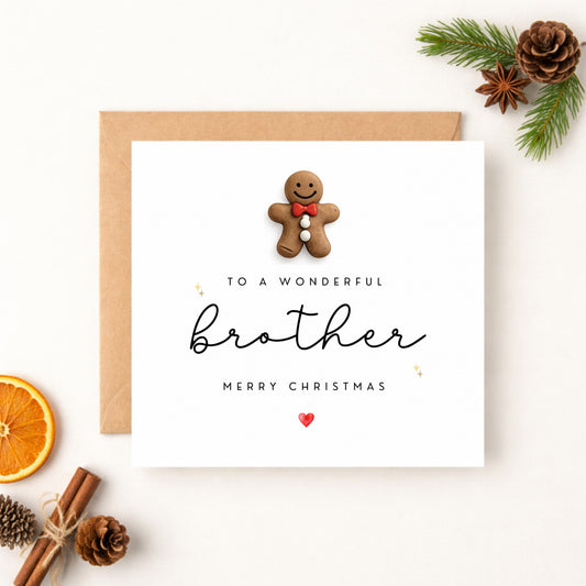 Handmade Brother Christmas Card with Gingerbread Man