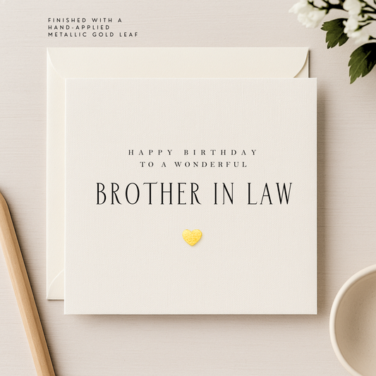 Brother in Law Birthday Card — Metallic Leaf Heart