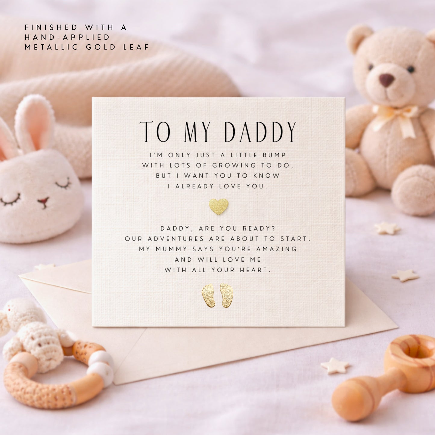 To My Daddy From the Bump Card – Hand-Applied Metallic Gold Leaf