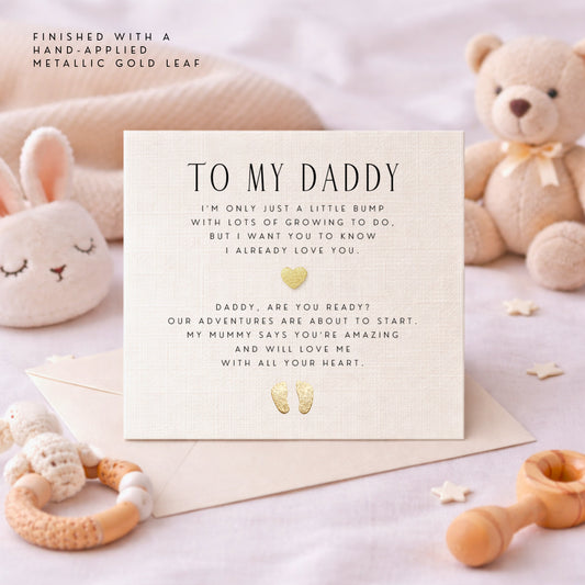 To My Daddy From the Bump Card – Hand-Applied Metallic Gold Leaf