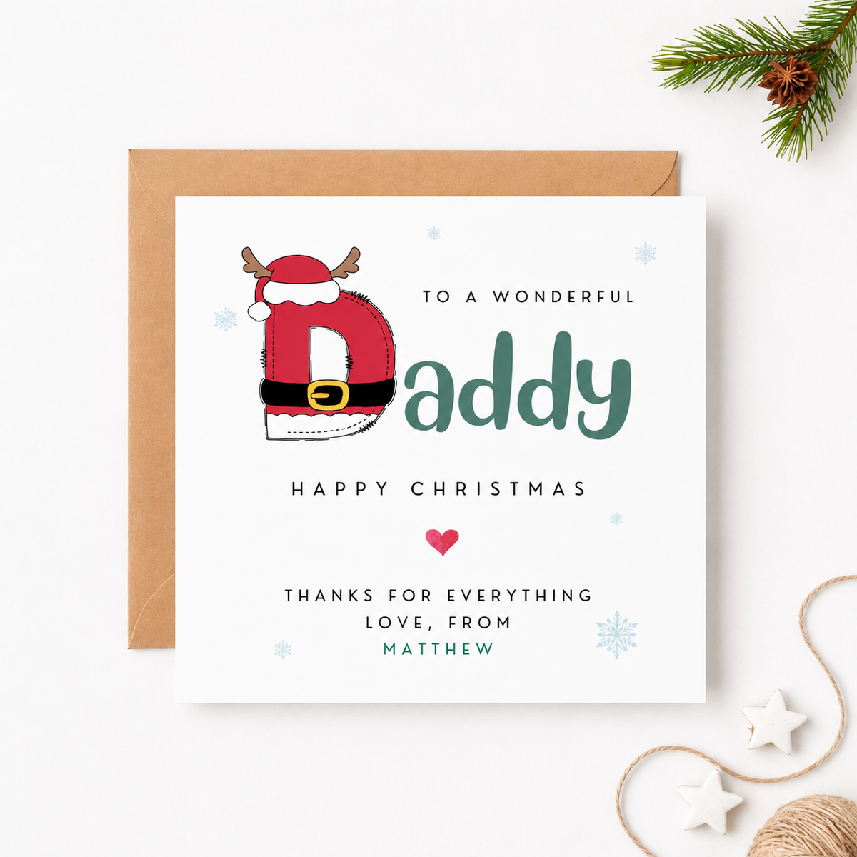 Christmas Card for Daddy — Personalised with Name | Whisk & Whirl Designs