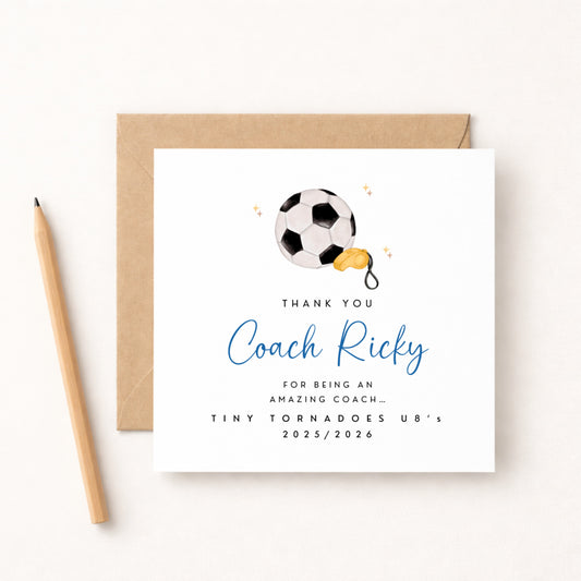 Personalised Football Coach Thank You Card