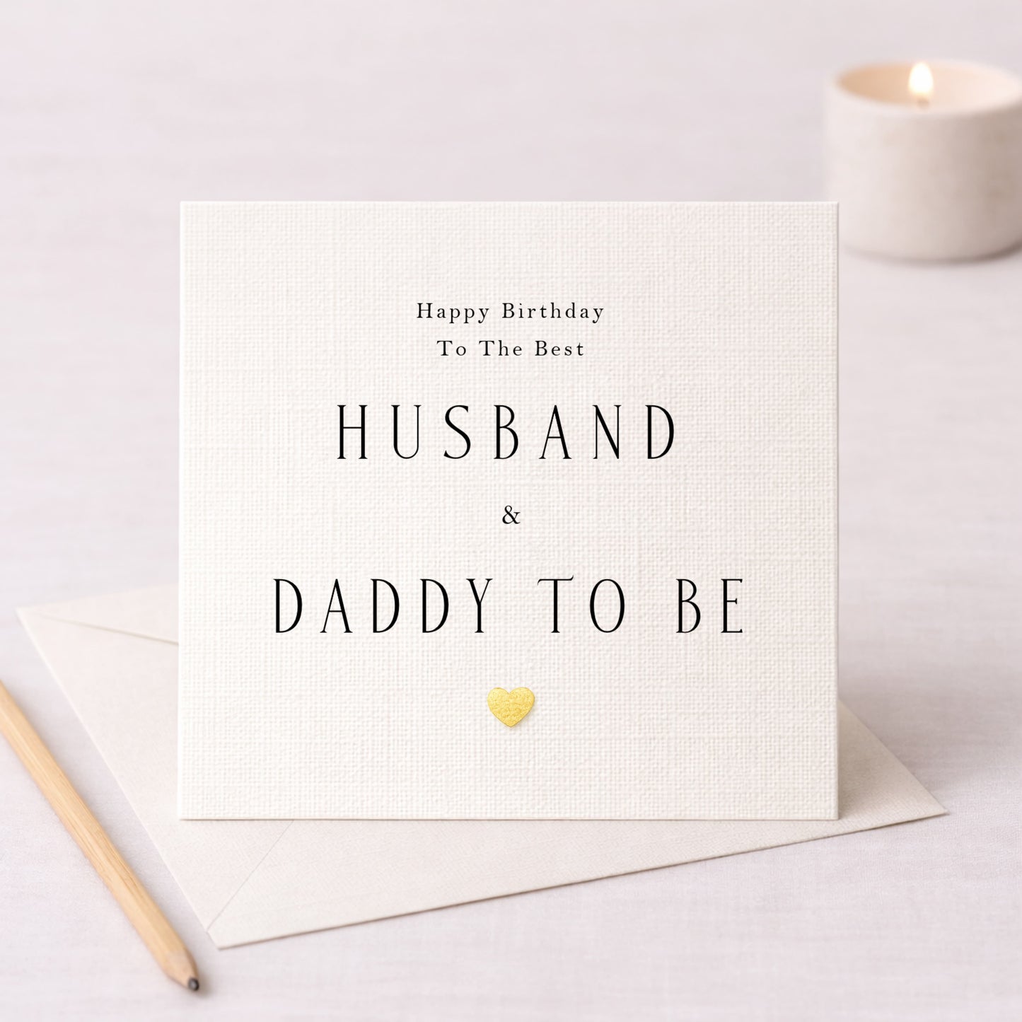Happy Birthday To The Best Husband & Daddy To Be Card — Metallic Heart