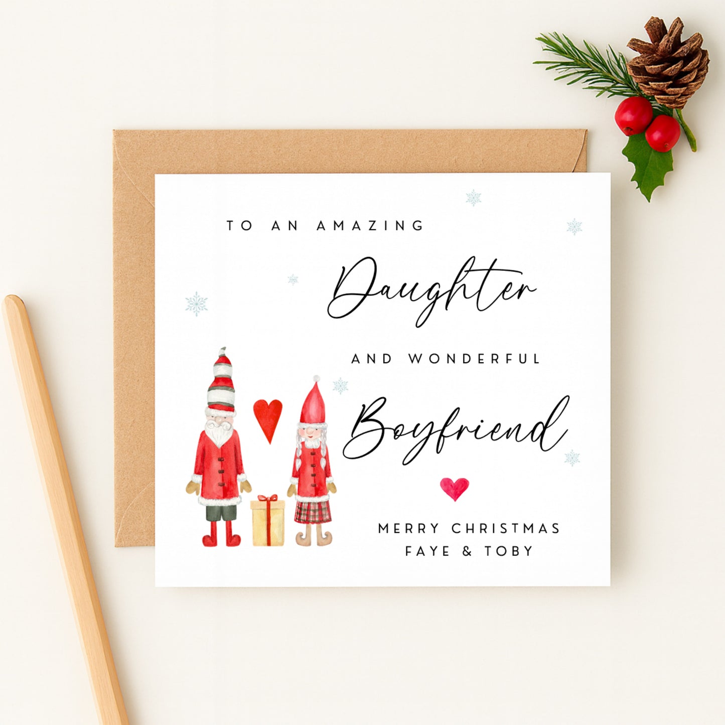Christmas Card for Daughter and Boyfriend – Personalised