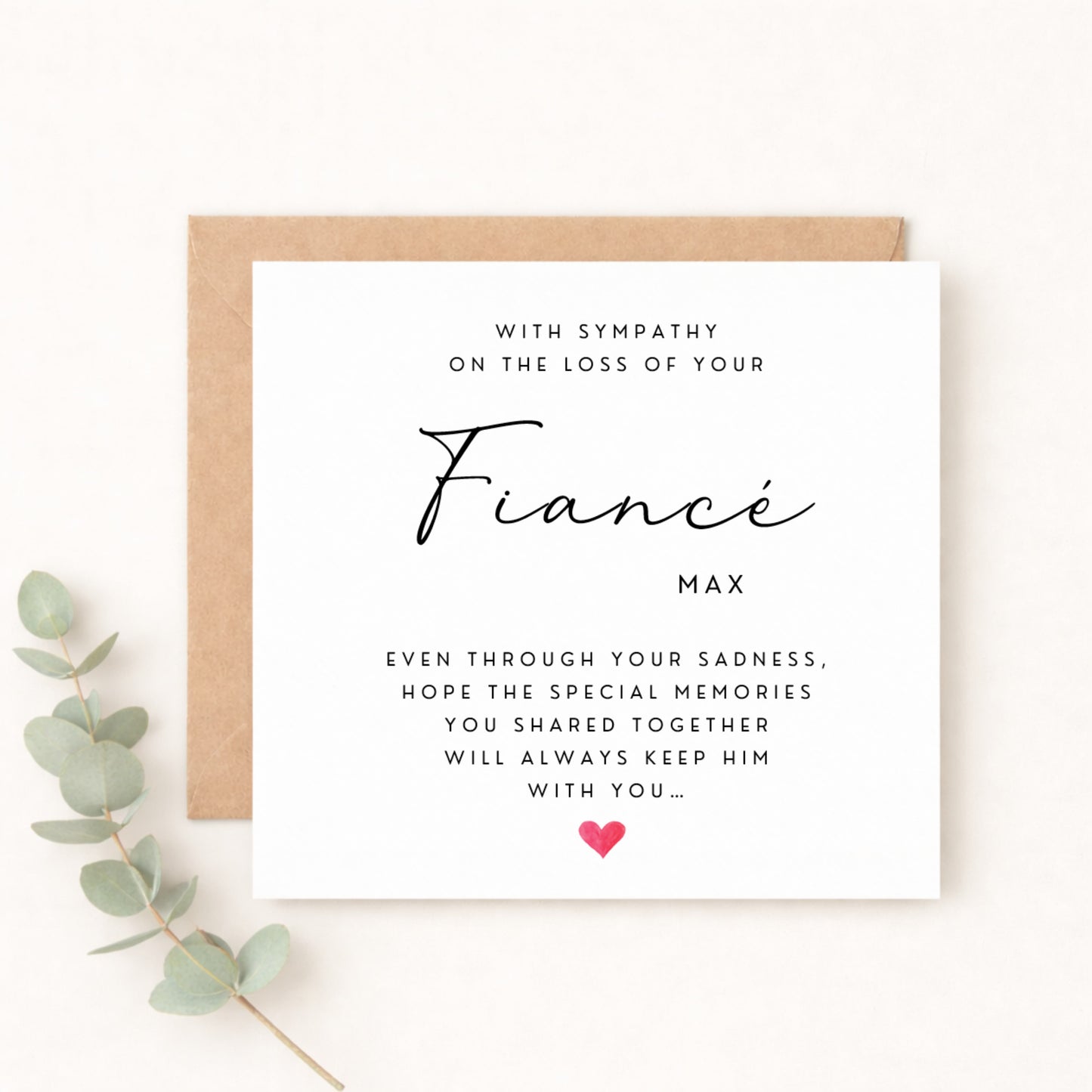 Fiancé Sympathy Card | Personalised Bereavement Card