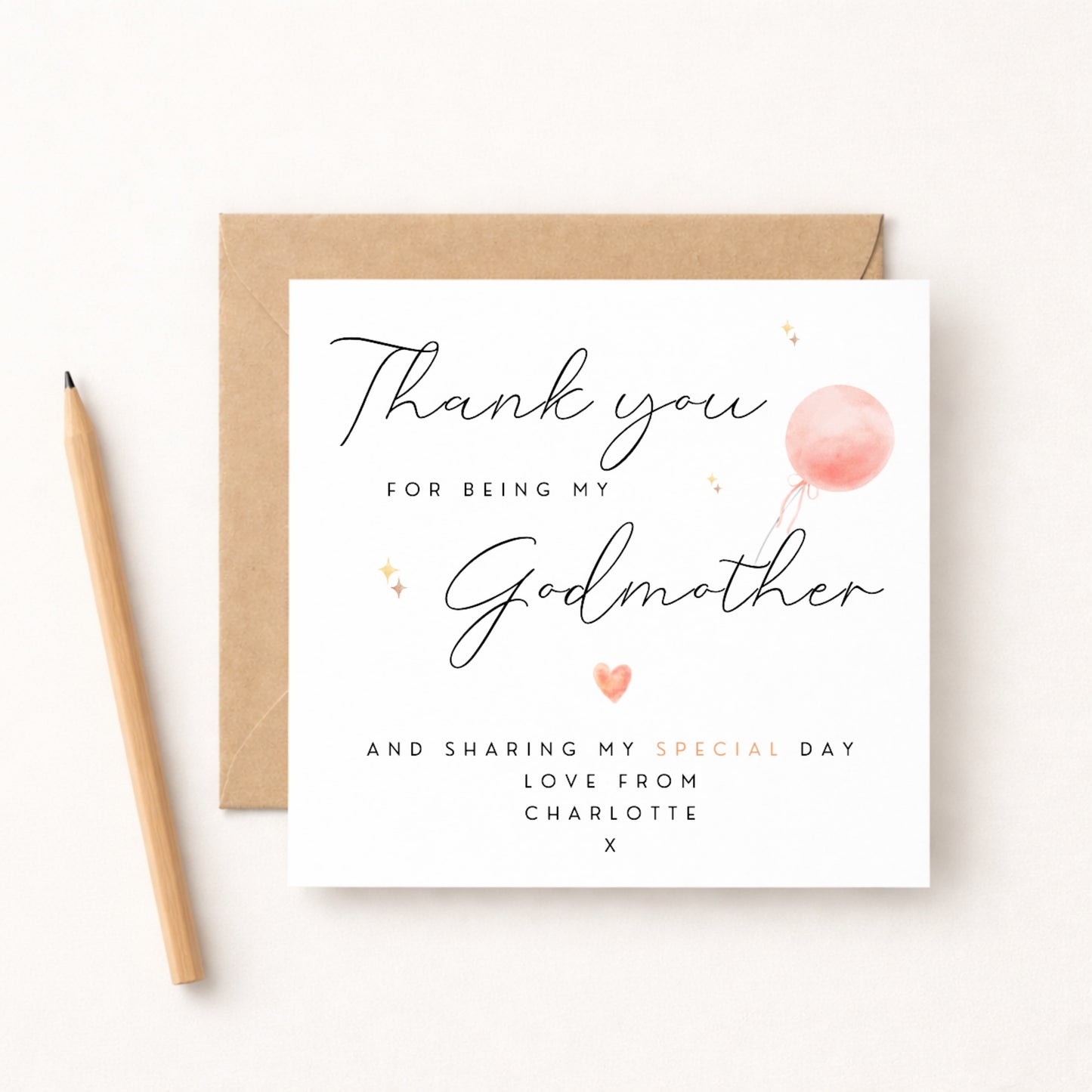 Thank You for Being My Godmother Card – Personalised with Name