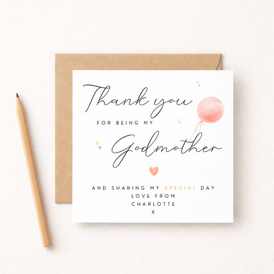 Thank You for Being My Godmother Card – Personalised with Name