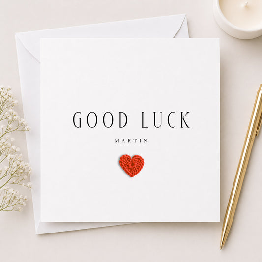 Good Luck Card — Personalised Crochet Heart