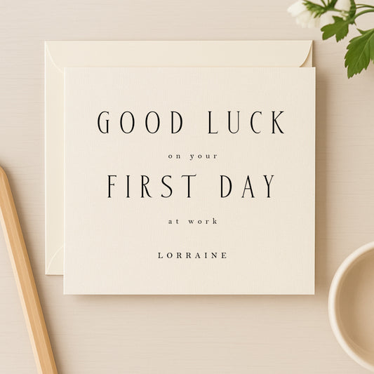 Good Luck on Your First Day at Work Card — Personalised