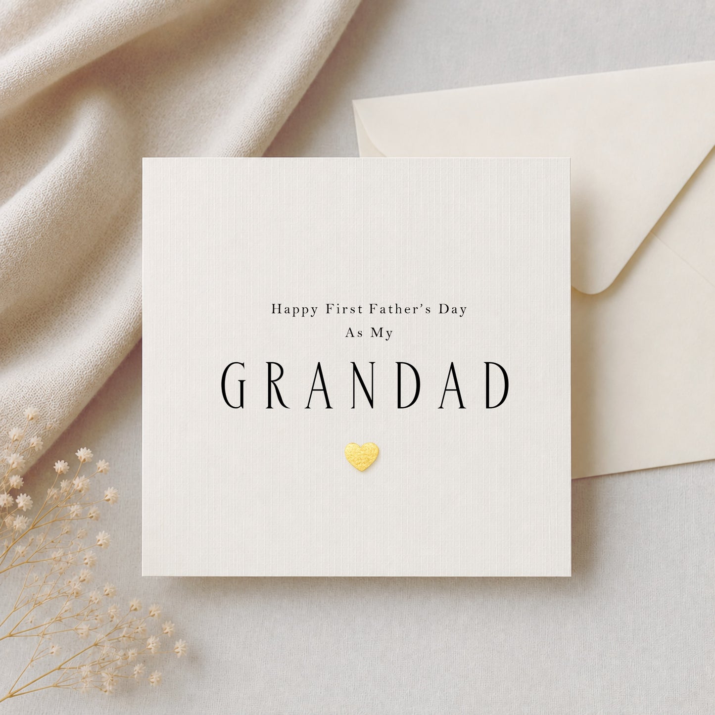 Happy First Father's Day as My Grandad Card — Metallic Leaf Heart