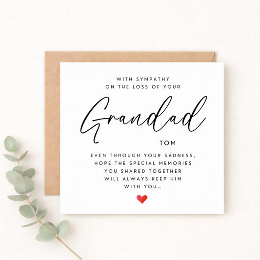 Grandad Sympathy Card | Personalised Bereavement Card