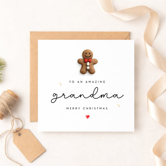 Handmade Grandma Christmas Card with Gingerbread Man
