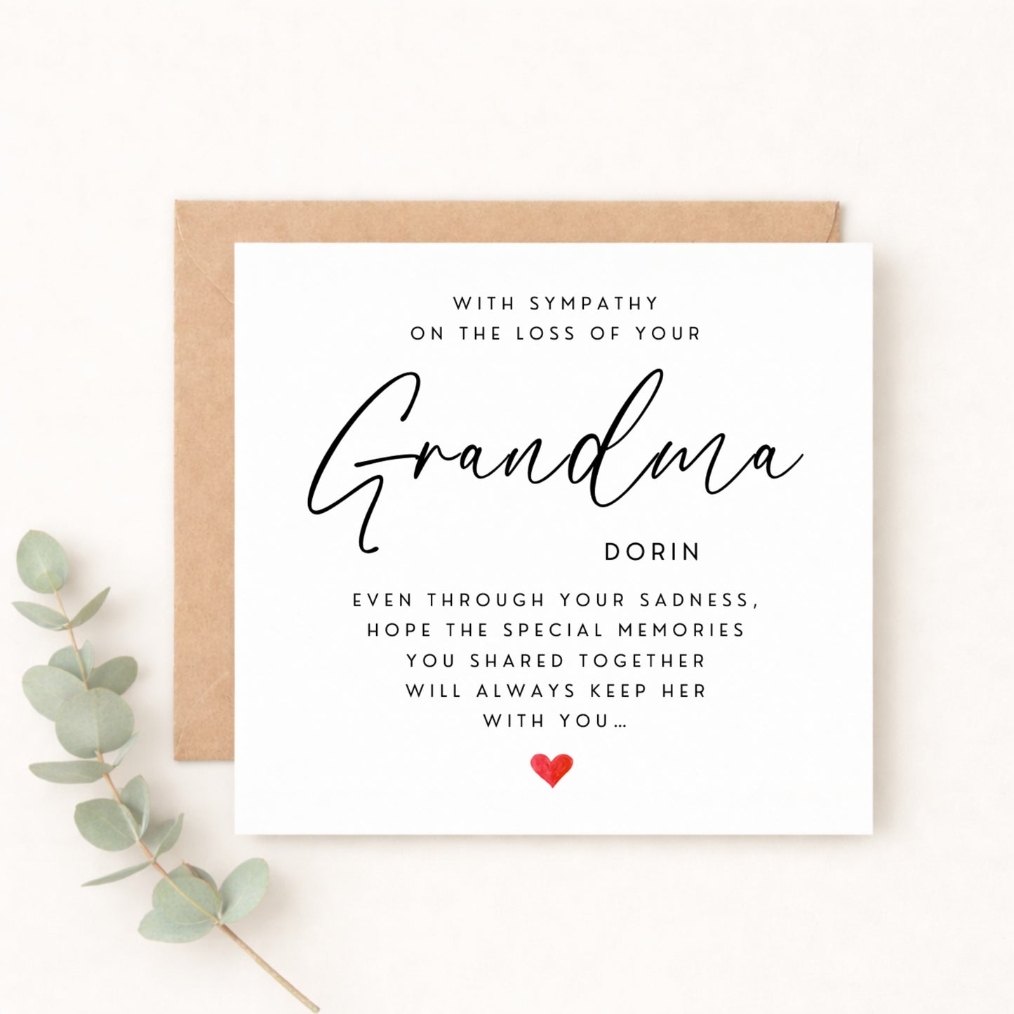 Grandma Sympathy Card | Personalised Bereavement Card