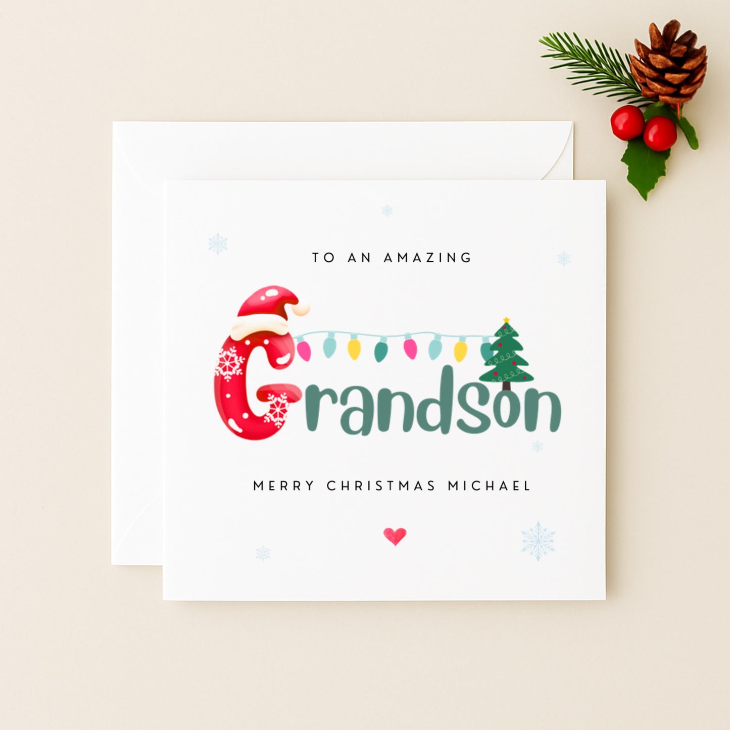 Personalised Grandson Christmas Card
