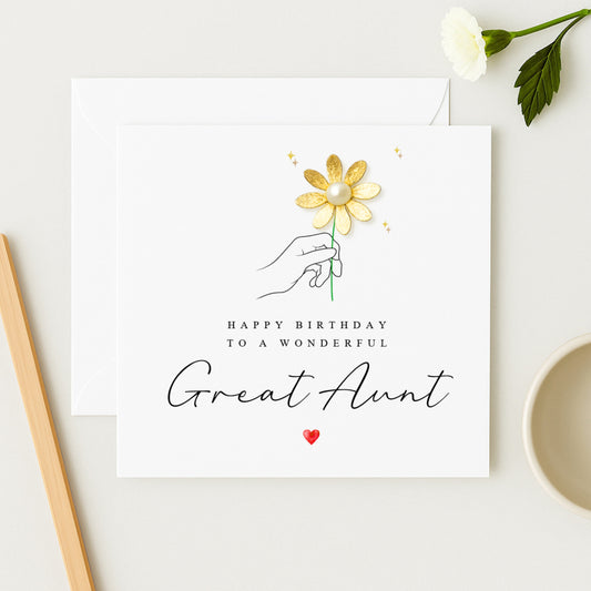 Great Aunt Birthday Card | Metallic Daisy | WW05111