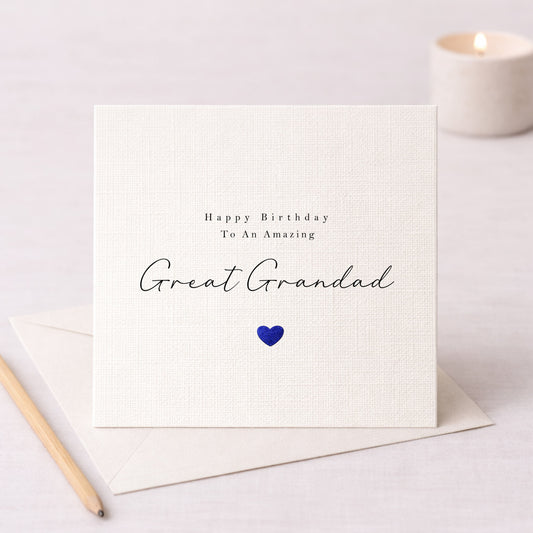 Happy Birthday Great Grandad Card | Metallic Heart | WW1807