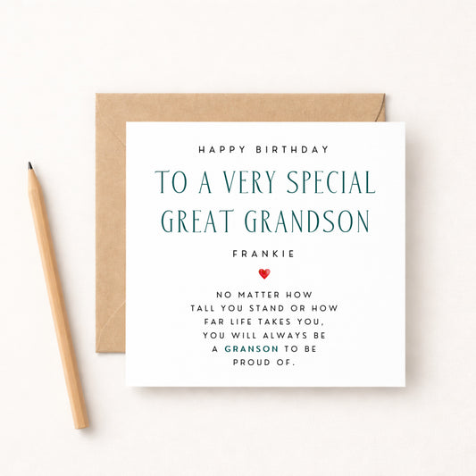 Happy Birthday To A Very Special Great Grandson Card
