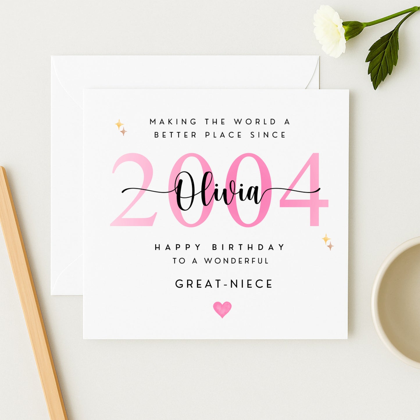 Great-Niece Birthday Card | Personalised with Name & Year | WW0329xx