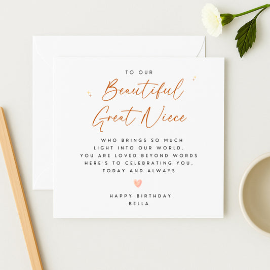 Personalised Great Niece Birthday Card
