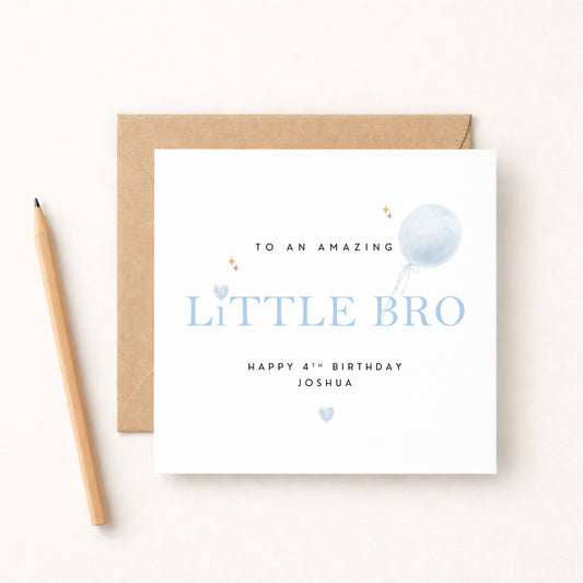Little Bro Birthday Card | Personalised Brother Birthday Card