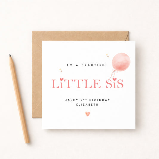 Little Sis Birthday Card | Personalised Sister Birthday Card
