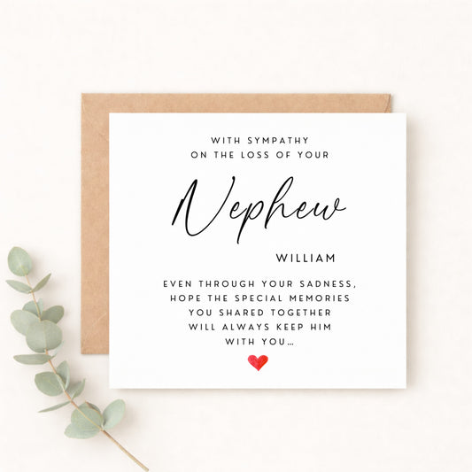 Nephew Sympathy Card | Personalised Bereavement Card