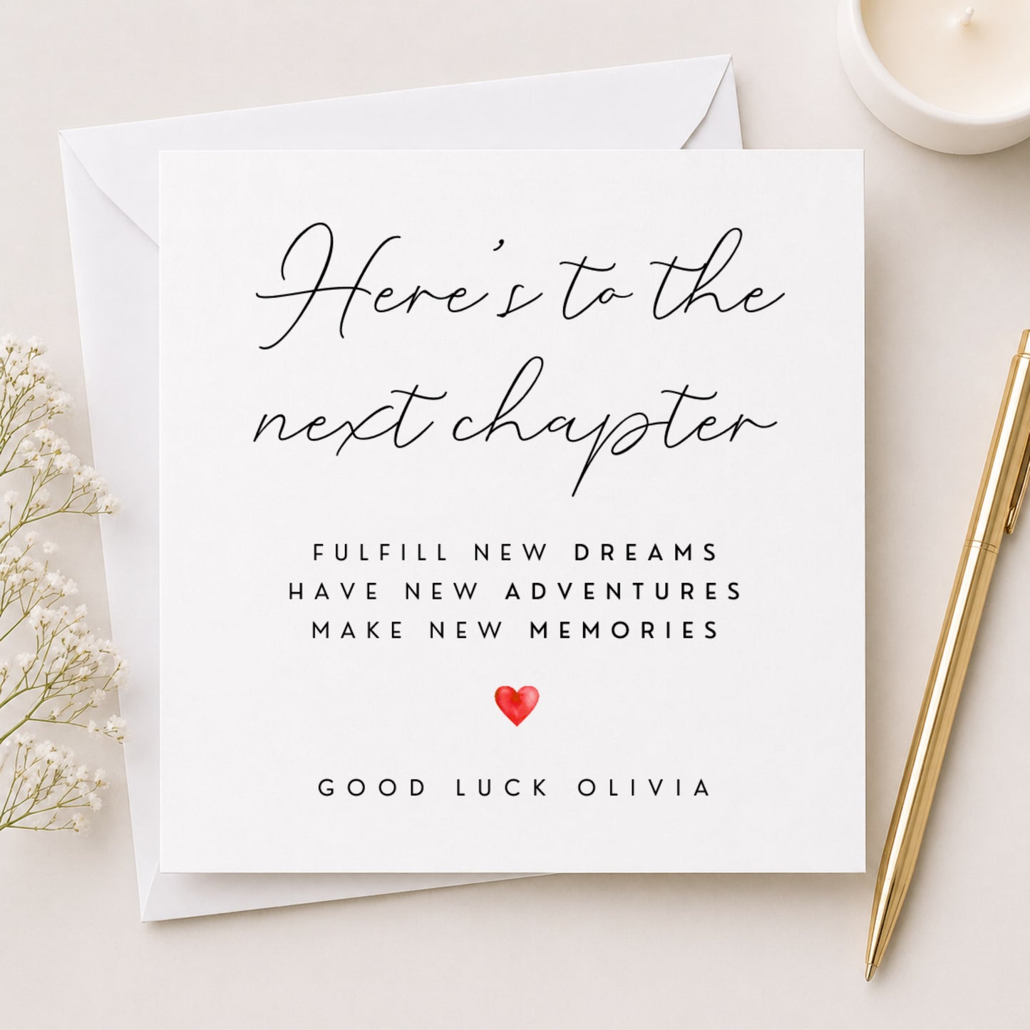 Here's to the Next Chapter Card — Personalised Good Luck