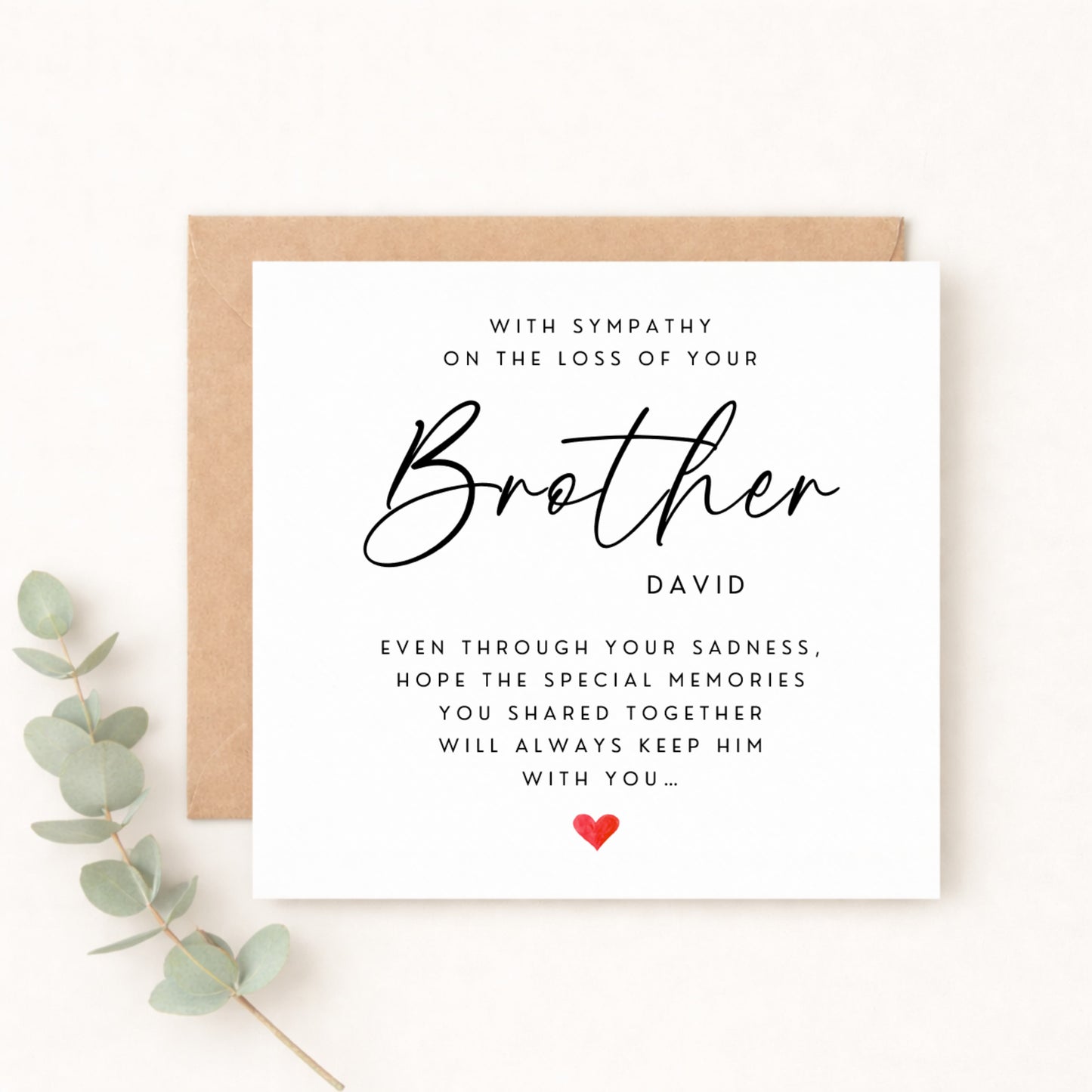 Sympathy Card on the Loss of Your Brother | Personalised Brother Bereavement Card