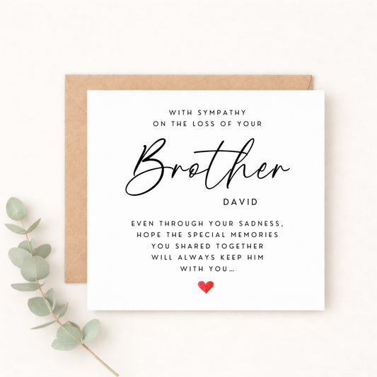 Sympathy Card on the Loss of Your Brother | Personalised Brother Bereavement Card