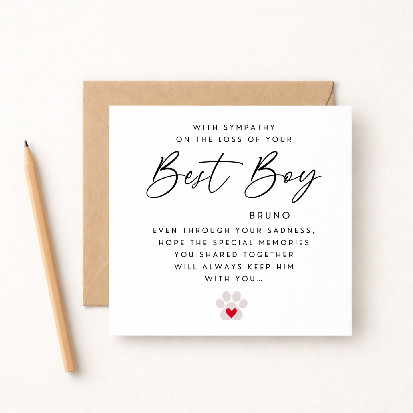 Pet Sympathy Card — Loss of Your Best Boy or Best Girl