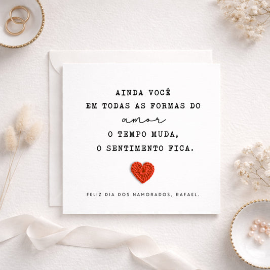 Portuguese Valentine's Day Card — Personalised Crochet Heart