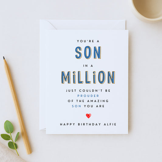 Son in a Million Personalised Birthday Card