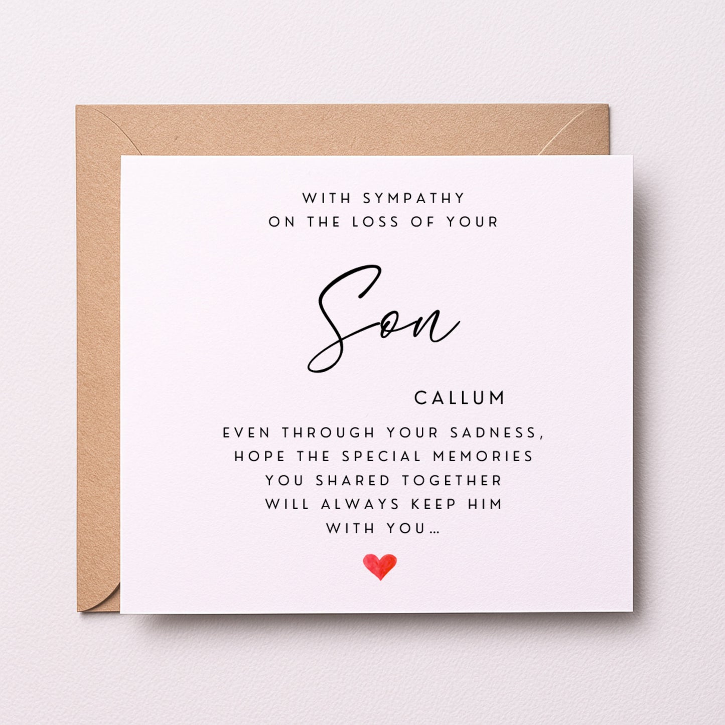 Son Sympathy Card | Personalised Bereavement Card