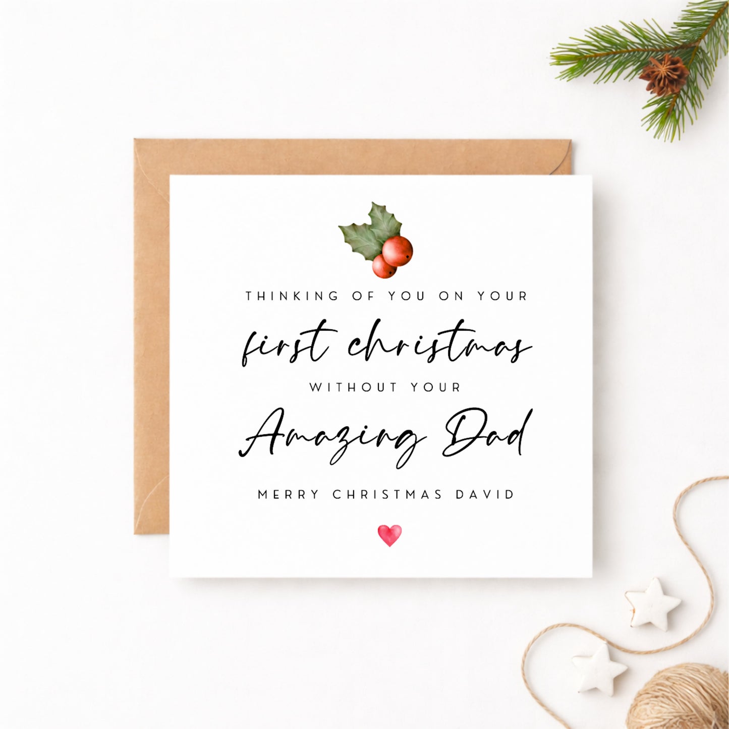 First Christmas Without Dad Card | Thinking of You Sympathy Christmas Card