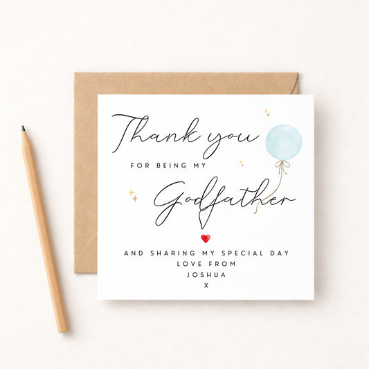 Thank You for Being My Godfather Card – Personalised with Name