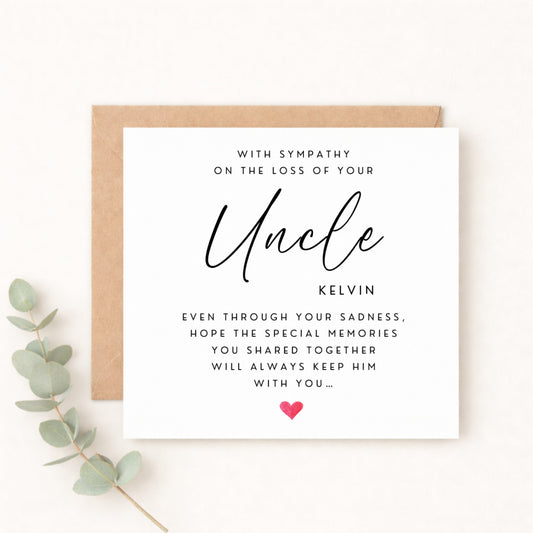 Uncle Sympathy Card | Personalised Bereavement Card