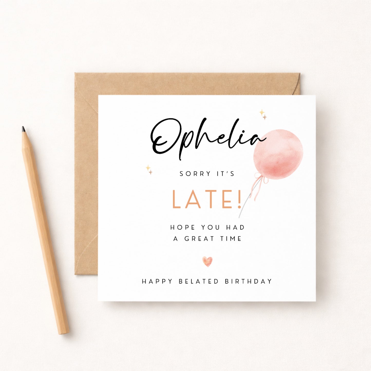 Belated Birthday Card for Her – Personalised with Name