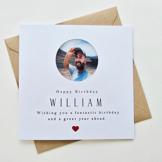 Personalised Handmade Photo Birthday Card with Metallic Leaf Heart