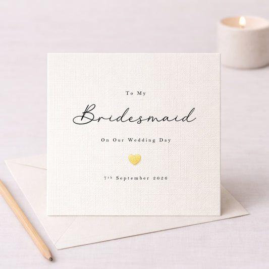 To My Bridesmaid On Our Wedding Day – Personalised Card