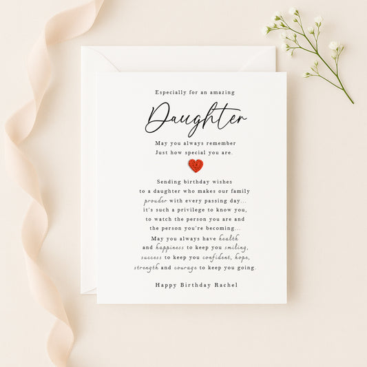 Daughter Birthday Card with Crochet Heart