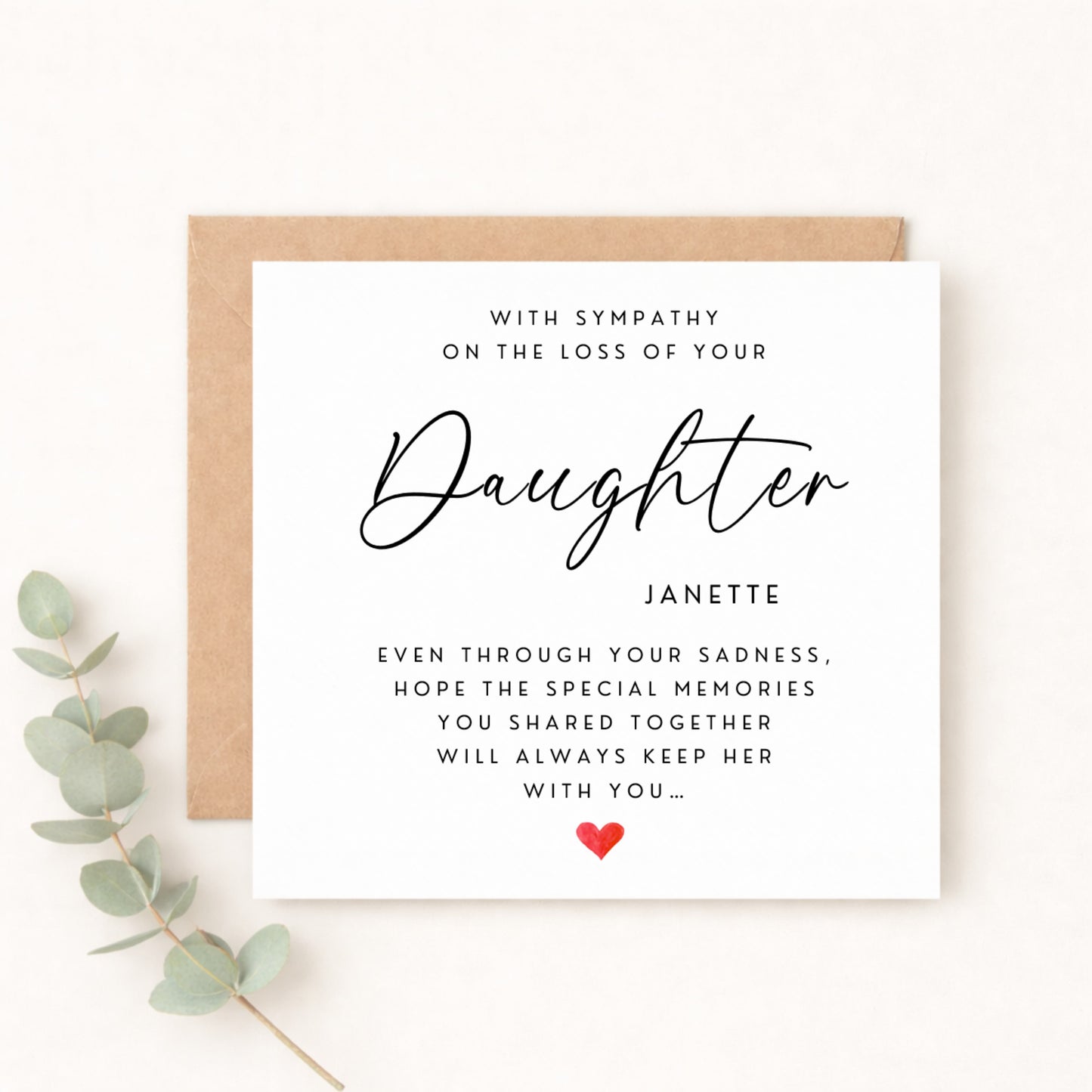Daughter Sympathy Card | Personalised Bereavement Card